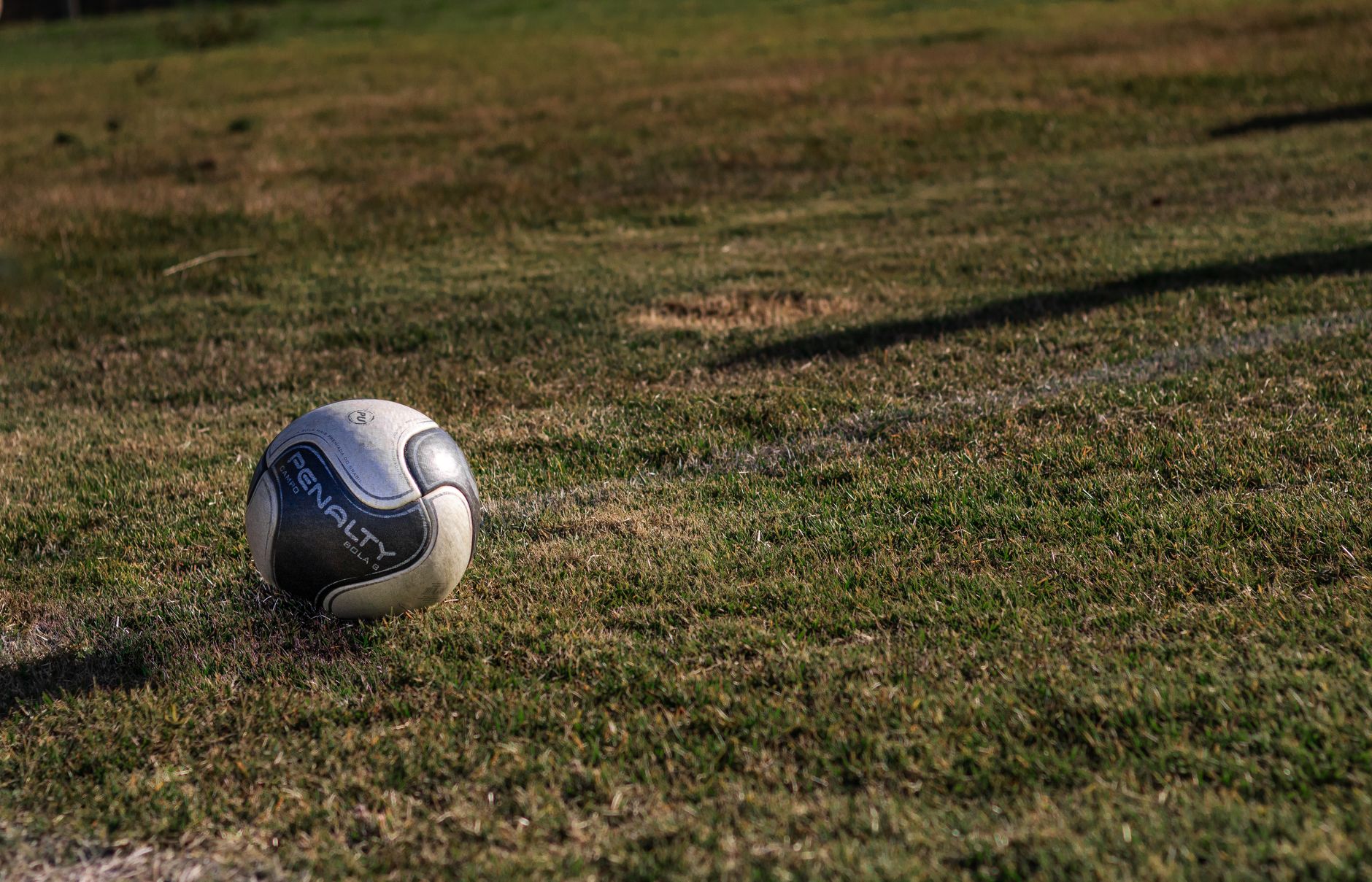 offside decision line on a football pitch